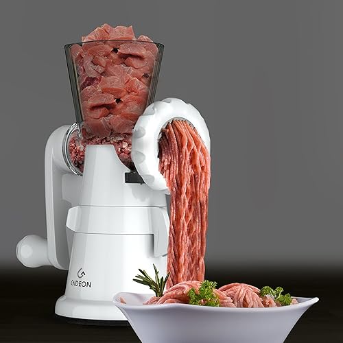 Gideon Hand Crank Manual Meat Grinder Heavy Duty Stainless Steel Blades With Powerful Suction Base Effortlessly Grind Meat, Vege